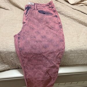 Fashion Nova High Rise Pink Acid Wash Jeans